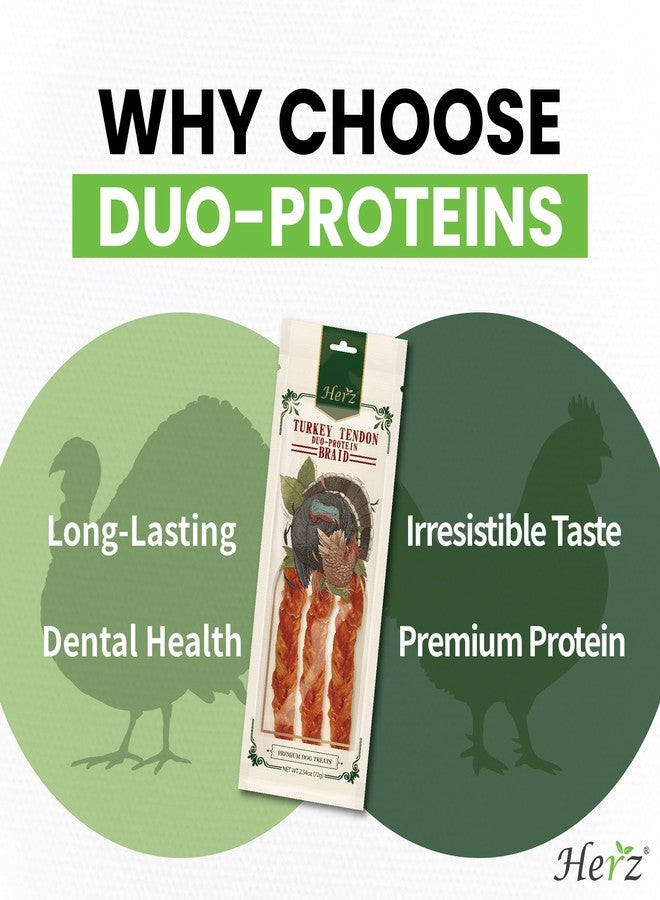 Herz Turkey Tendons for Dogs, Duo-Protein, Hypoallergenic Puppy Treats, USA-Sourced, Rawhide Free, Long Lasting Chews, Turkey Tendon & Chicken, Healthy Dog Treats for Small Dogs, Ring (S), 3 oz Pack - Image 3